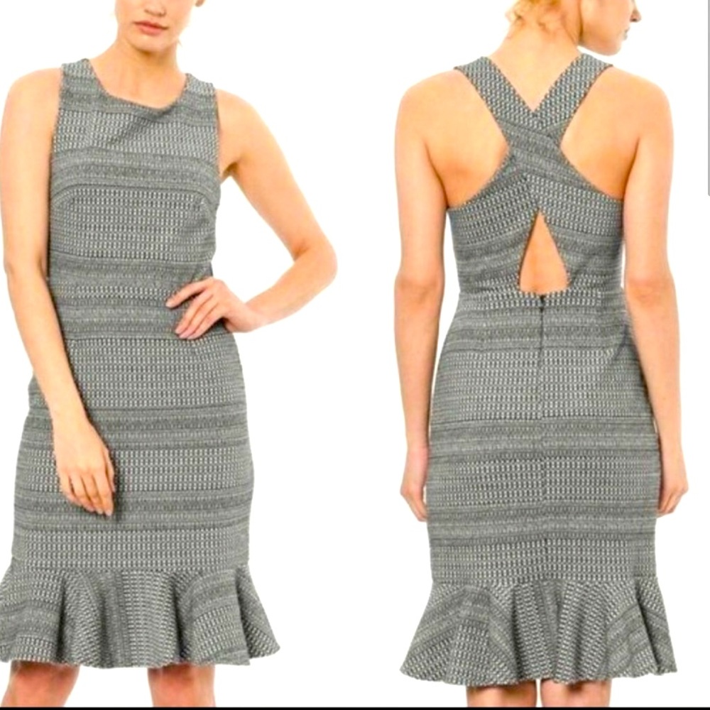 NWT Banana Republic Houndstooth Ruffle Hem Cross Dress